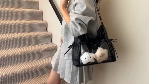 Tas Kulit Lucu Pvc Transparan Kpop Gaya Model Wanita Korea Daily Portable Shoulder Casual Pain Bag