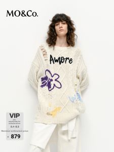 MO&Co. | Embroidery Graffiti Ladder-Stitch Sweater