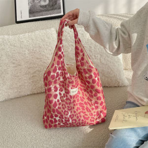 Fashionable Leopard Print Large Capacity Casual Shoulder Bag for Women Commuting And Class New 2024 Soft Polyester Tote Bag