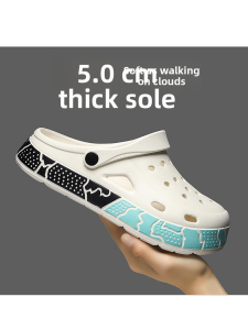 2025 New Hole Hole Shoes Cool Summer Outdoor Thick Bottom Anti-Slip Couple Mens Sandals Breathable Hollow out Slip-On EVA