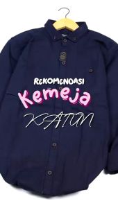 Kemeja Pria Lengan Panjang Warna Hitam Casual Polos Bahan Cotton Pique