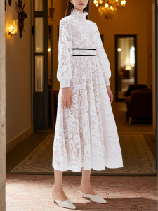 Đầm Maxi Nữ Sang Trọng Thêu Tay Màu Trắng Thanh Lịch Ren Hoa Rỗng Thiết Kế Mùa Hè Dự Tiệc Dạ Hội