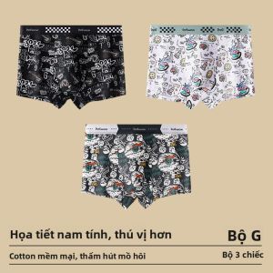 Quần lót MiiOW Catman nam làm bằng vải cotton họa tiết hoạt hình cạp vừa