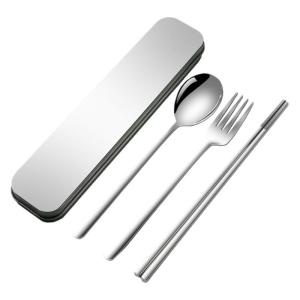 Portable 316 Stainless Steel Chopsticks and Spoons Set with Carry Case