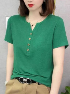 HUAXUNRAN | Fashionable Youthful V-Neck Summer T-Shirt for Women