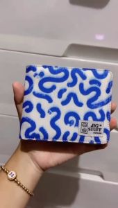 Dompet pria Lipat Bifold Wallet Motif Print 7 slot kartu 1 slot foto 1 slot uang kertas money wanita Cowok Laki Laki poliester cordura Kanvas