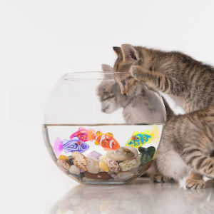 Interactive Robot Fish Toys for Cat/Dog Activated Swimming in Water with LED Light Swimming Bath Plastic Fish Toy Gift