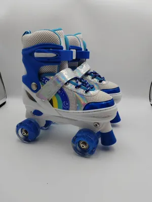 LIWAN | Adjustable Rainbow PU Flash Roller Skates 4 Wheels