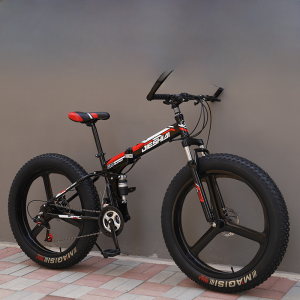 Foldable All-Terrain Bicycle Adult Mountain Bike Extra Wide Snowmobile Double Shock Absorber Bicycle Student Male and Female 4.0 Thick Tire