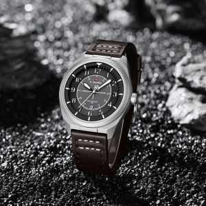 NAVIFORCE Original Mens Fashion Quartz Watch Leather Strap 30m Waterproof Calendar Compass Design Mens Leisure Business Watch NF9281L