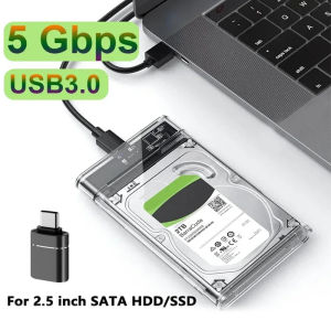 Congdi | Transparent HDD Case HDD Enclosure 2.5 inch SATA To USB 3.0 Type-C 3.1 UASP Clear Hard Drive Case Harddisk Boxs Tool-Free