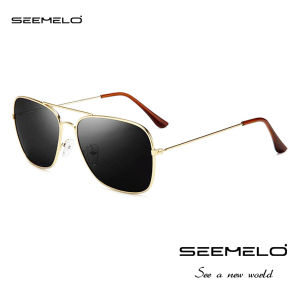 SEEMELO Polarized Sunglasses Men’s Sunglasses Retro Double Beam Design Square Frame Sunglasses Classical Driving Sunglasses UV400 Clear Vision Sunglasses Cycling Riding Running Glasses for Men