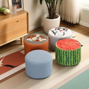 SUNNY Sofa Stool 5 Coloir Soft Seat Soft Chair Cute Fabric Round Stool Home Chair Internet Celebrity Chair