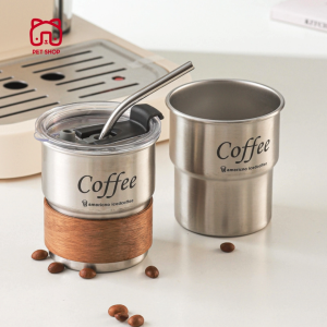 (พร้อมส่งในไทย) แก้วกาแฟ สแตนเลส304 ขนาด 300ml. พร้อมหลอดและฝาปิด ใช้งานสะดวก ถ้วยกาแฟ แบบพกพา แก้วกาแฟสแตนเลส ถ้วยชงกาแฟ