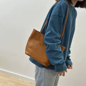 BeeGreen Women Genuine Leather Shoulder Bag Elegant Commuter Underarm Bag Vintage Tote Bag with Detachable Pouch