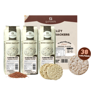 Bánh gạo lứt GUfoods vị Nguyên bản - Không chiên dầu Không đường Lành mạnh Phù hợp Eat clean Ăn vặt healthy Thực dưỡng Tập gym Thuần chay