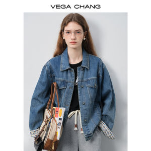 VEGA CHANG | Áo Khoác Denim Nữ Vintage Cắt Ngắn Thu Đông