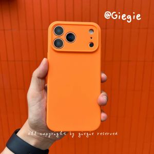Ultra-Thin Liquid Silicone Orange iPhone 17 pro Max Case Full Cover Protective Shell for Apple 17 Air with Precision Holes Lens