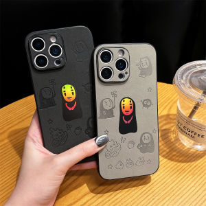 No Face Man Pattern Laser Paper Phone Case สําหรับ iPhone 16ProMax 15pRO 14/13 My Neighbor Totoro การ์ตูน 12/12pRO/16pLUS/15pm Anti-Slip Design ด้านข้าง Anti-Hand Sweat