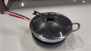 【SG Fast】German 316 stainless steel wok household seven-layer cooking uncoated Non-lampblack Stove Universal Non-stick Frying Pan