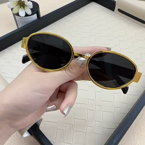 แว่นกันแดด UV400 ทรงกลม Y2K glasses กรอบโลหะสีทอง แว่นกันแดดคลาสสิก สไตล์วินเทจ แฟชั่น