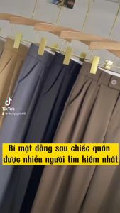 Quần suông ống rộng nữ công sở dáng dài lưng cao cúc chéo-HLS-Mã 317E
