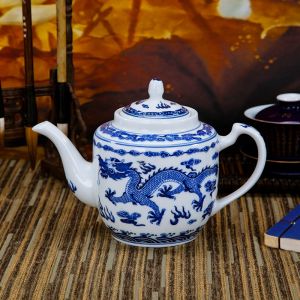 Teapot Kettle Oil Pot Chinese Style Old-Fashioned Vintage Blue and White Underglaze Jingdezhen Ceramic Tableware Household