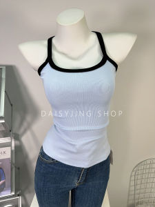 Daisyjing2025 New Color Block Strap Vest Womens Inner And Outer Wear Slimming Sleeveless Base Top U-Neckline Daily Wear