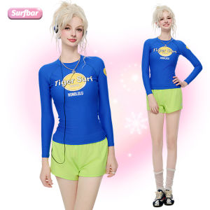 SURFBAR Womens Long Sleeved Swimsuit Diving Suit UV Sun Conservative Thin Surfer Suit Quick Dry Hot Spring Snorkeling Swimsuit N008