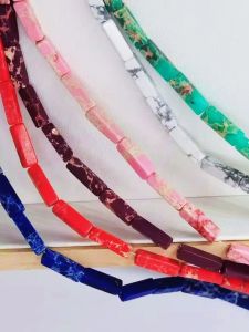 ลูกปัดทรงสี่เหลี่ยมจัตุรัสยาว DIY อุปกรณ์สร้อยคอ ต่างหู เครื่องประดับผม วัสดุที่น่ารัก 30 ลูกปัด/สาย คริสตัลธรรมชาติ เครื่องประดับแฟชั่น