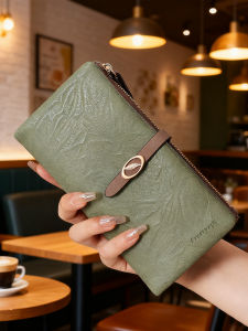 BYUELUN | Fashionable Leaf Pattern Soft Leather Long Wallet With Card Holder