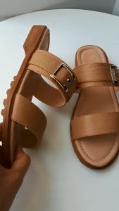 Dép nữ đế gót da bò thật cao cấp VI VI .Đế cao su .Đế  Cao 2 phân