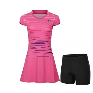 New Womens Sport Dress Summer Professional Badminton Skirt V-Neck Quick Dry Tennis Skirt plus Size Dresses Breathable UV Protection Lightweight Moisture Wicking Polyester Fiber