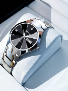 OLEVS | Mens Tungsten Steel Waterproof Quartz Wristwatch