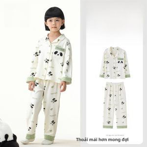 MiiOW | Bộ đồ ngủ cotton dài tay kháng khuẩn cho trẻ em MiiOW phong cách hoạt hình dễ thương Bộ đồ ngủ cotton nguyên chất cho bé trai và bé gái