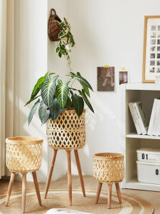 Skin1004 | Simple Modern Portable Bamboo Woven Flower Pot Rack