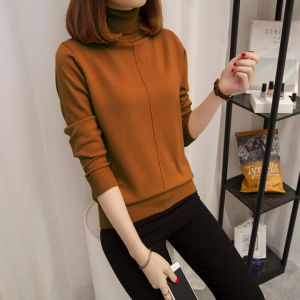 สูง ปกเสื้อ แขนยาว ผู้หญิง เสื้อสเวตเตอร์ถัก หลวม Fit สไตล์เกาหลี ฤดูใบไม้ร่วง ฤดูหนาว เสื้อเบสแฟชั่นใหม่ พรางหุ่น เสื้อท่อนบน
