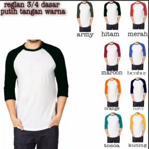 Liso wear Katun T-Shirt Kerah bulat Kaos pria seragam raglan putih kombinasi lengan warna 3 4