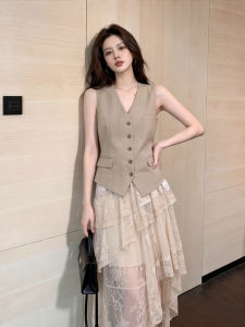DANTING | Mature Elegance Lace Sleeveless Top and Skirt Set