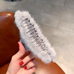 FG Jepit Rambut Bulu Jedai Rambut Bulu Korea Jepit Rambut Bulu Halus Polos Wanita Gaya Korea Aksesoris Rambut Wanita A17