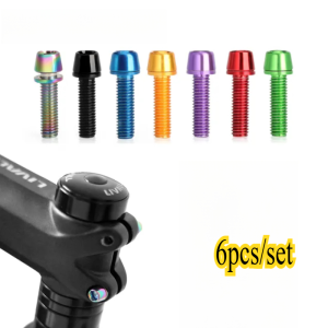 6pcs/set Bicycle Handlebar Screws Titanium-plated Colorful Stainless Steel M5*18MM MTB Bike Handle Bar Stem Riser Screw In Bolts