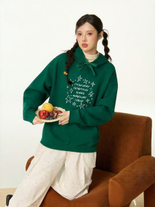 Gbiaior | College Style Olive Green Letter Print Korean Fashion Hoodie