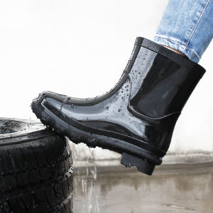 High-End Work Boots Mens Short Tube Anti-Slip Waterproof Rain Boots Adjustable Mouth Work Rubber Shoes for Men And Women