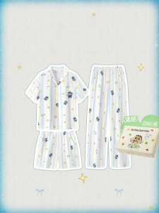 GONGDIE | Couples Cartoon Summer Short Sleeve Cotton Sleepwear Set