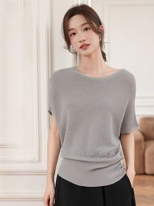 MiiOW | เสื้อยืดแขนสั้นถักสไตล์เกาหลีสำหรับผู้หญิง MiiOW Cat Lady ฤดูร้อน 2025 เสื้อคอตั้งเอวเข้ารูป ทรงหลวมสบายๆ