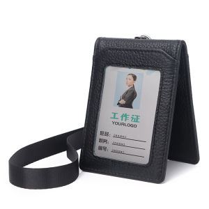 ซองใส่บัตรทำงานหนังวัวซองใส่บัตรอเนกประสงค์หนังแท้ซองใส่บัตรอาหารนักเรียนซองหนังใส่บัตรเข้าประตูแบบคล้องคอ