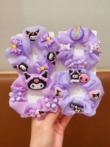 Kuromi Girls Hair Ties Elastic Band Bun Headwear Little Girl Hair Accessories Non-Damaging Hair Bands Korean Style Childrens Fashion