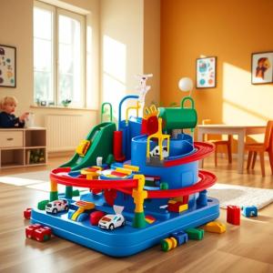 Track Car with Slide Adventure & Parking Lot Challenge Toy Car