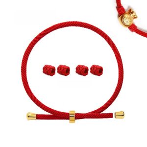 Adjustable Gold Beads Hand Cord Woven Bracelet Original Design Lucky Charm Year of Birth Jewelry Fashion Accessories