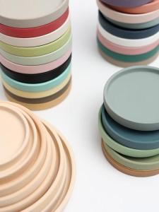 Jiaxun | Circular Ceramic Waterproofing Tray Decorative Morandi Color Plain Thickened Base